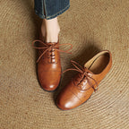Women's Oxford Shoes Genuine Leather Lace-Up Comfort Insole