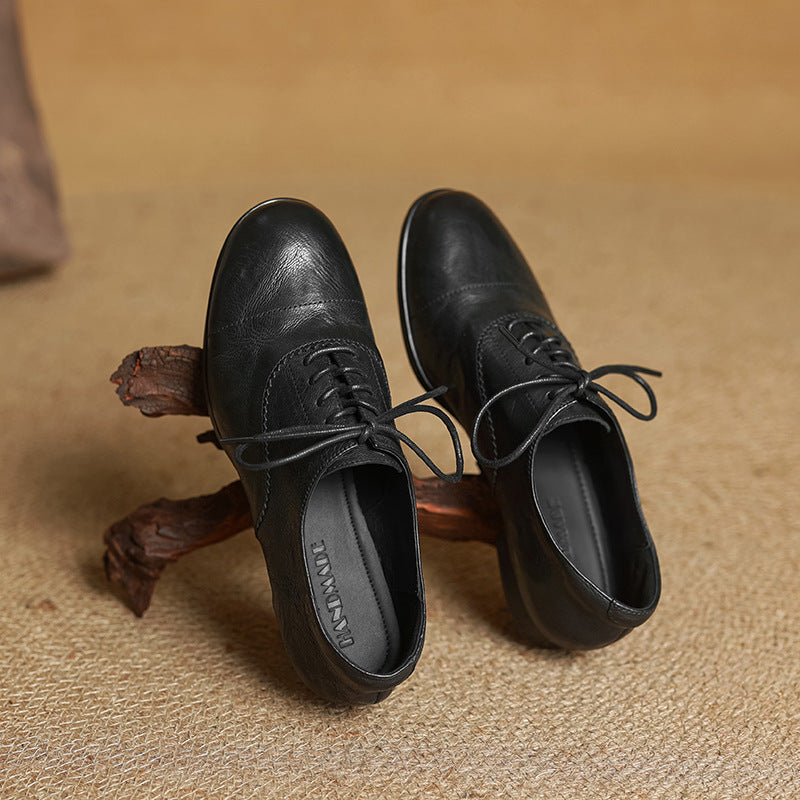 Women's Oxford Shoes Genuine Leather Lace-Up Comfort Insole