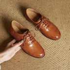 Women's Oxford Shoes Genuine Leather Lace-Up Comfort Insole