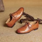Women's Oxford Shoes Genuine Leather Lace-Up Comfort Insole
