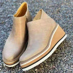 Women's platform ankle boots with chunky sole and side cutout