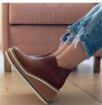 Women's platform ankle boots with chunky sole and side cutout