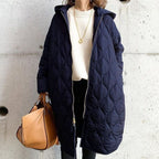 Women's Quilted Hooded Puffer Coat - Blue