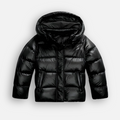 Women's quilted padded jacket with slim fit and glossy finish - Black