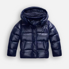 Women's quilted padded jacket with slim fit and glossy finish - Blue