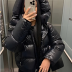Women's quilted padded jacket with slim fit and glossy finish