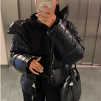 Women's quilted padded jacket with slim fit and glossy finish