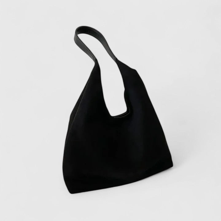 Women's minimalist shoulder bag with structured design - Black