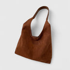 Women's minimalist shoulder bag with structured design - Chestnut Brown