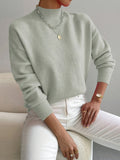 Women's Turtleneck Jumper Soft Knit Winter - Light Green
