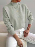 Women's Turtleneck Jumper Soft Knit Winter - Light Green
