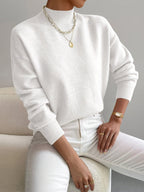 Women's Turtleneck Jumper Soft Knit Winter - White