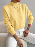 Women's Turtleneck Jumper Soft Knit Winter - Yellow