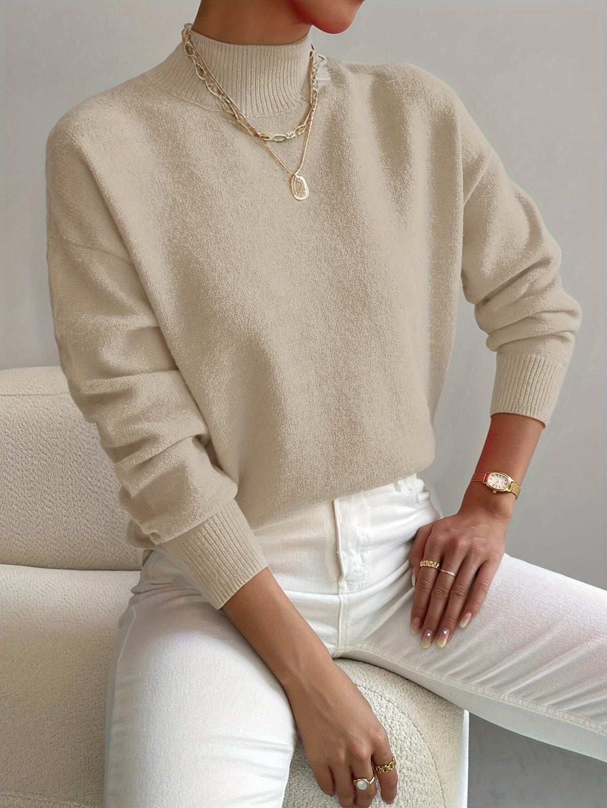 Women's Turtleneck Jumper Soft Knit Winter