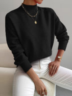 Women's Turtleneck Jumper Soft Knit Winter - Black