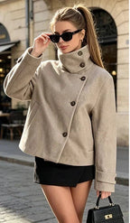 Women's Wool Coat High Collar Retro Fit