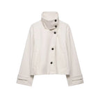 Women's Wool Coat High Collar Retro Fit