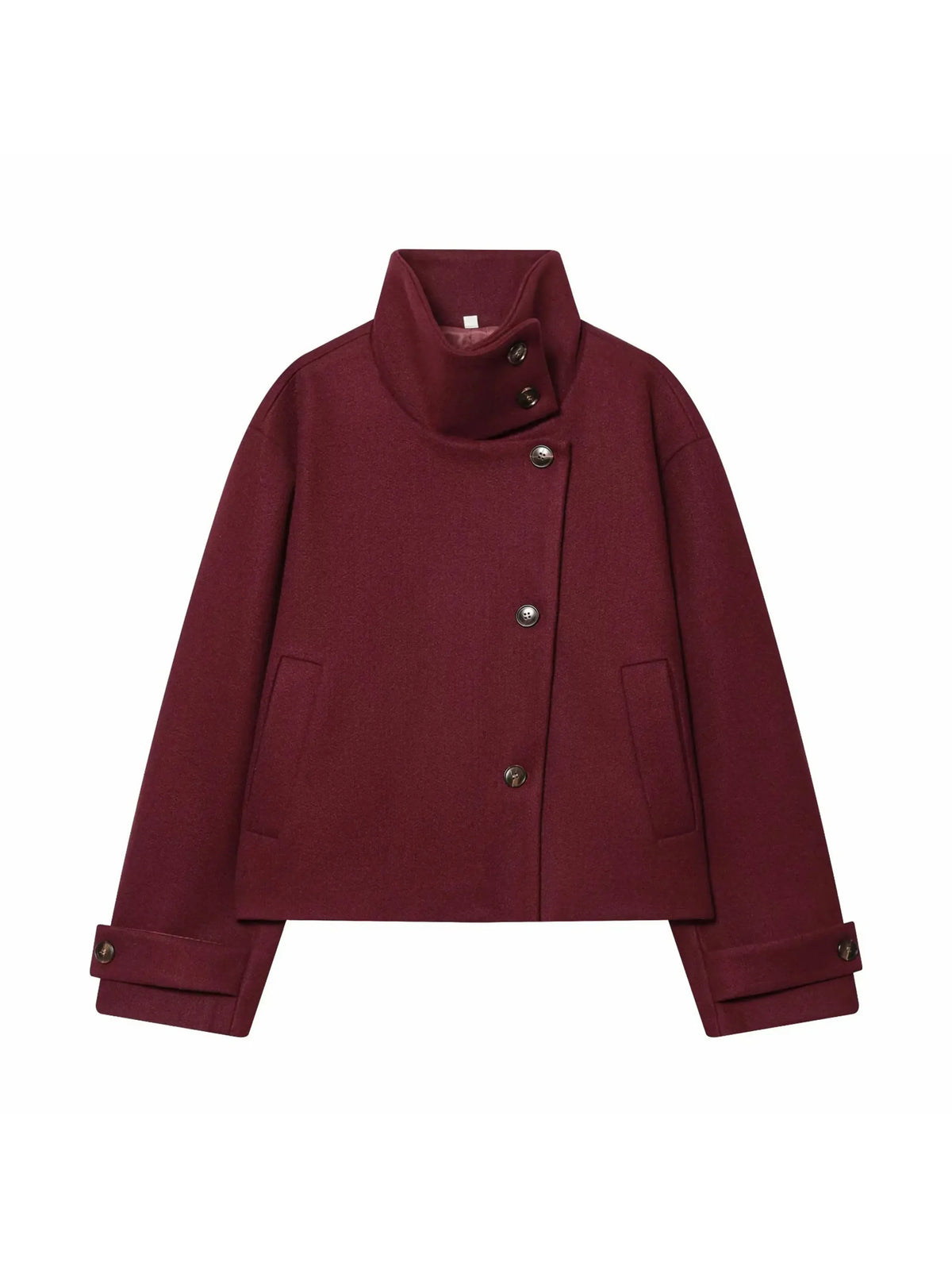 Women's Wool Coat High Collar Retro Fit