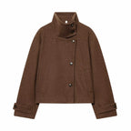 Women's Wool Coat High Collar Retro Fit