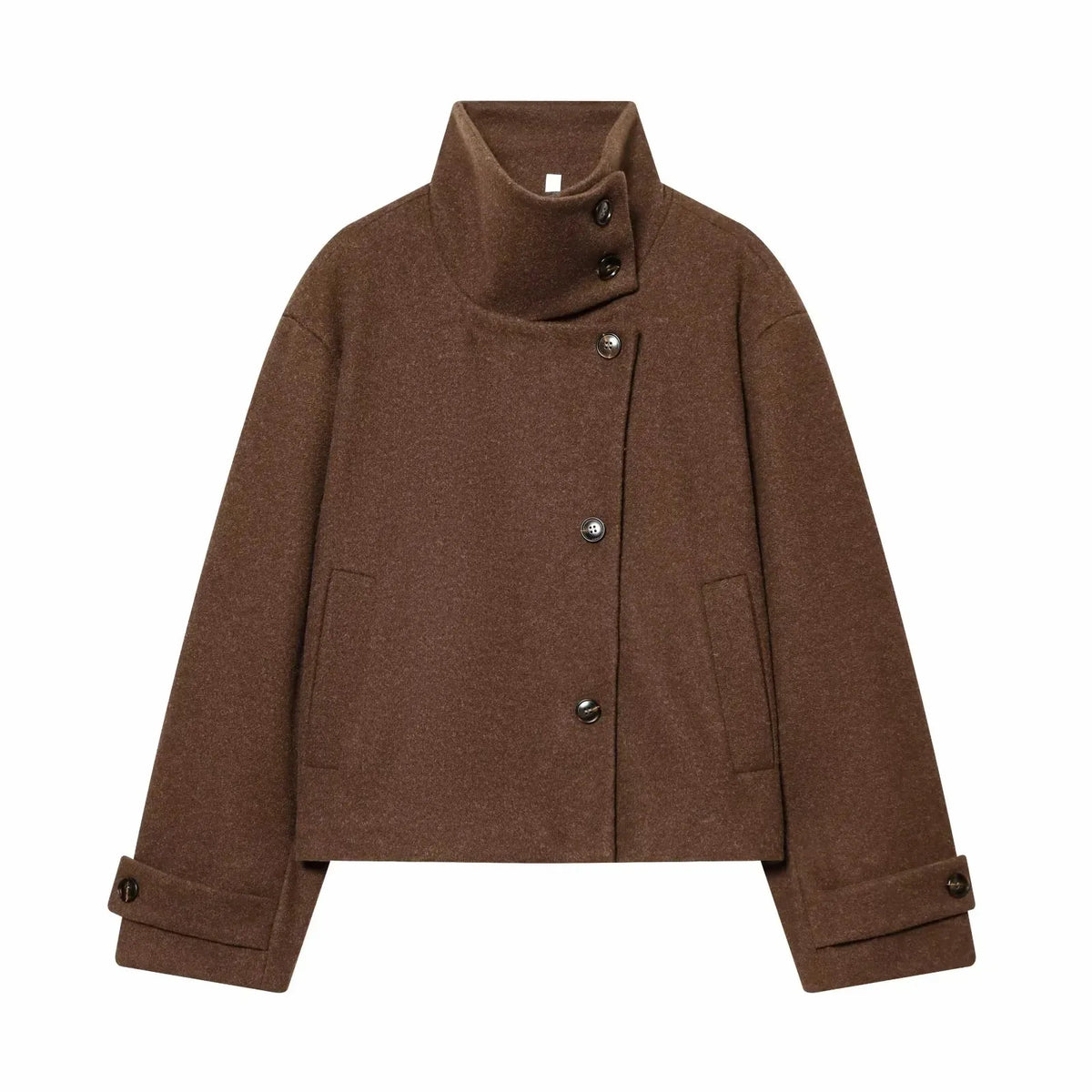 Women's Wool Coat High Collar Retro Fit