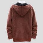 Zip Hoodie Textured Knit Fleece Lined